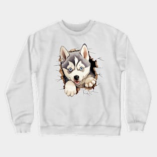 Baby Siberian Husky Dog Peeking Crewneck Sweatshirt